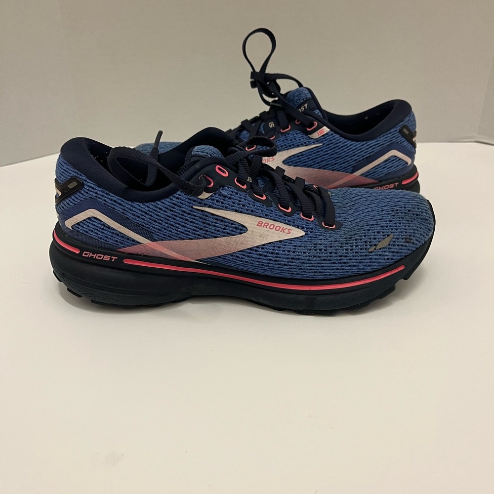 Brooks ghostsBlue and Pink Running Shoes. Size6.5